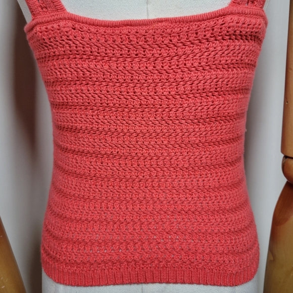 Abercrombie & Fitch Coral Crochet Tank Top Size Small 100% Cotton - Picture 5 of 8